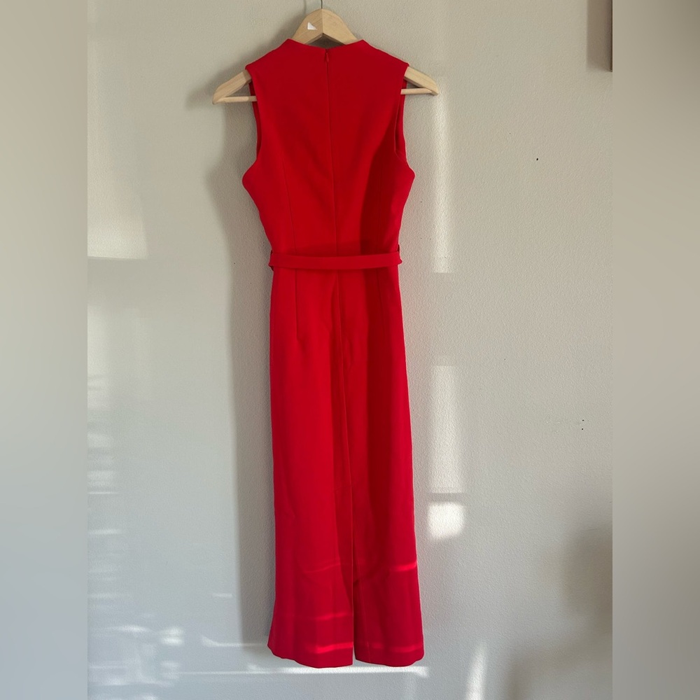 NWT Commense Red Sleeveless V-Neck Belted Midi Dress - Medium - Picture 5 of 7